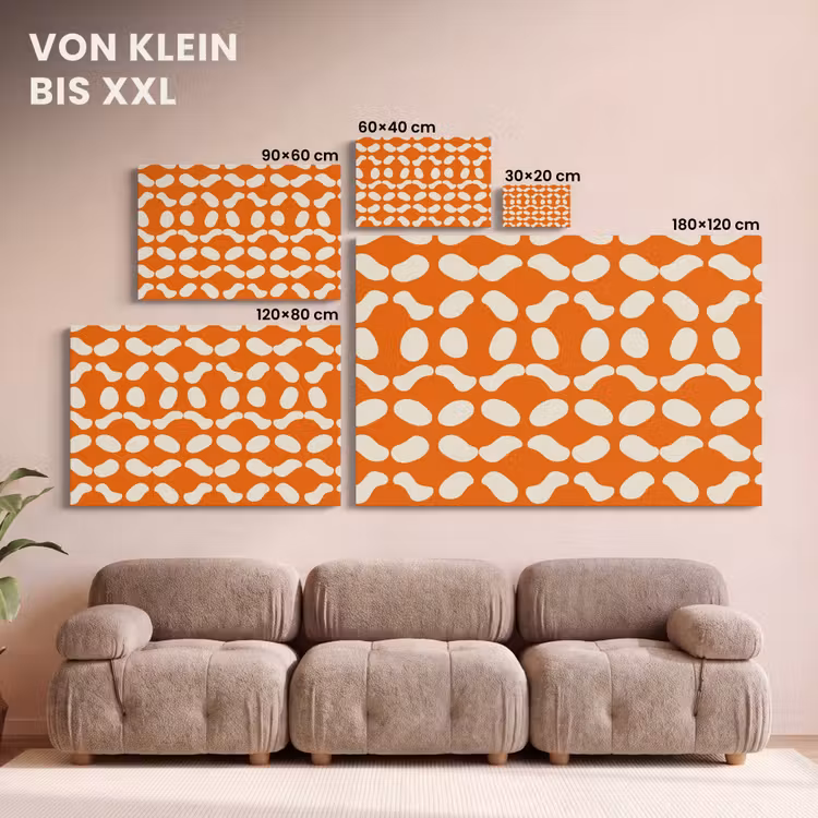Oranje - Organische vormen - Wit canvas 2cm klein 34 -Xsfeer8_DE