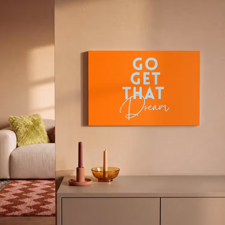Oranje - Blauw - Go get that dream canvas 2cm klein -sfeer1