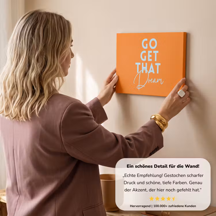 Oranje - Blauw - Go get that dream canvas 2cm klein -sfeer3
