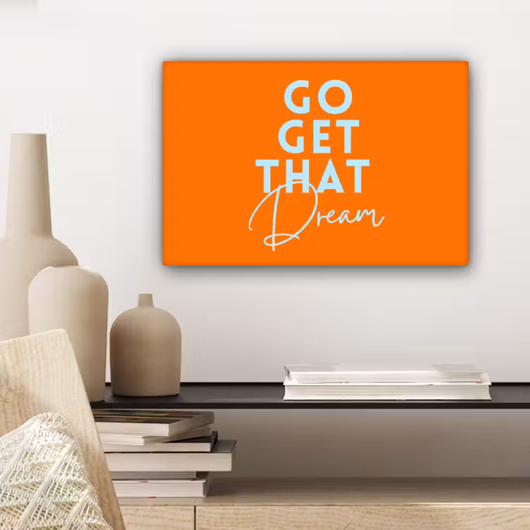 Oranje - Blauw - Go get that dream canvas 2cm klein -sfeer6