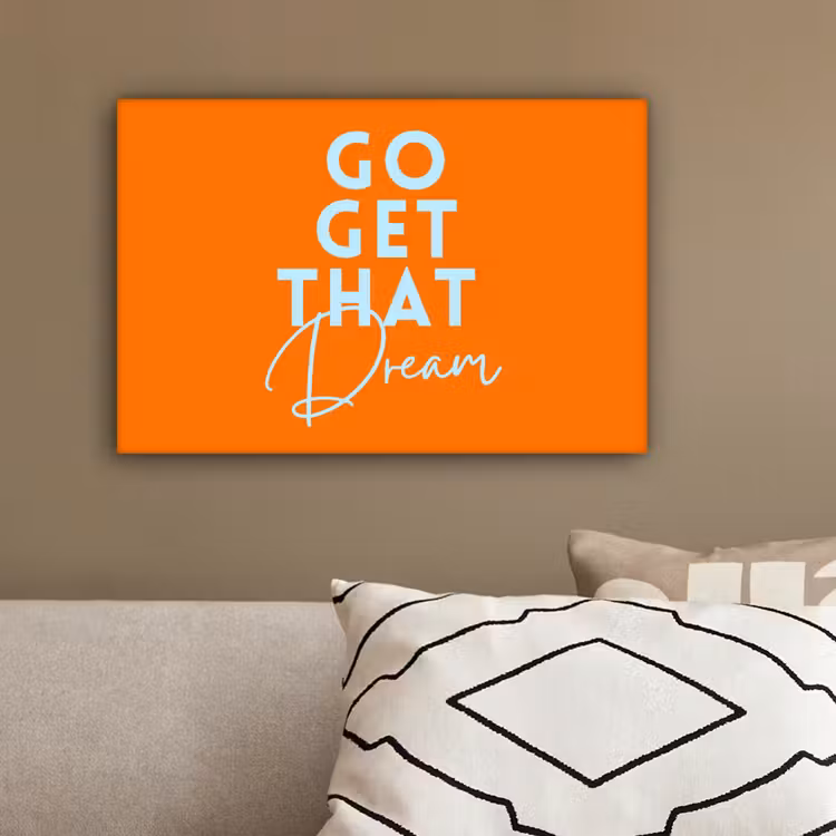 Oranje - Blauw - Go get that dream canvas 2cm klein -closeup_print_DE