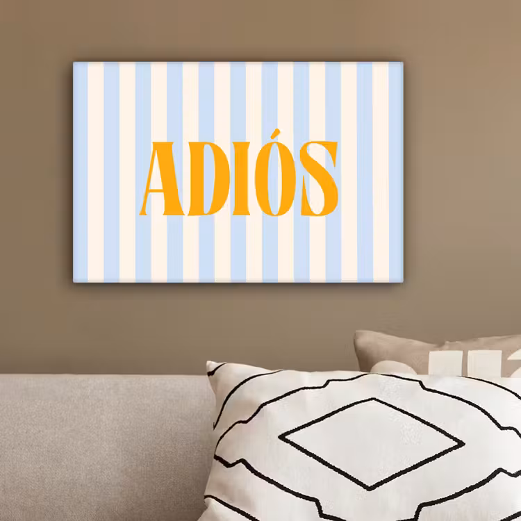 Oranje - Blauw - Strepen - Adiós canvas 2cm klein -sfeer3