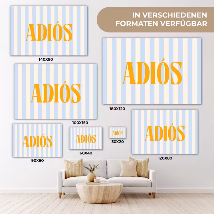 Oranje - Blauw - Strepen - Adiós canvas 2cm klein -Xsfeer8_DE