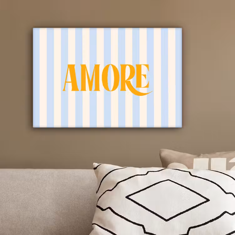 Oranje - Blauw - Strepen - Amore canvas 2cm klein -sfeer3