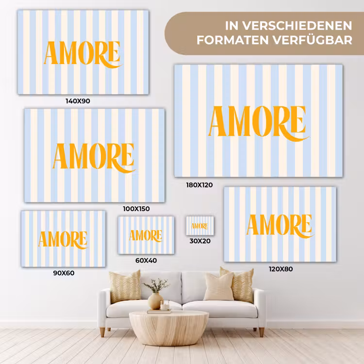 Oranje - Blauw - Strepen - Amore canvas 2cm klein -Xsfeer8_DE