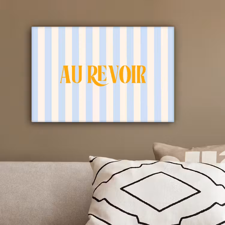 Oranje - Blauw - Strepen - Au revoir canvas 2cm klein -sfeer3