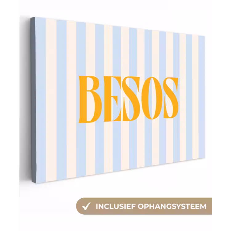 Oranje - Blauw - Strepen - Besos canvas 2cm klein -3d