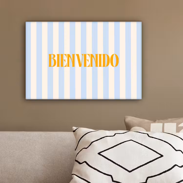 Oranje - Blauw - Strepen - Bienvenido canvas 2cm klein -sfeer3
