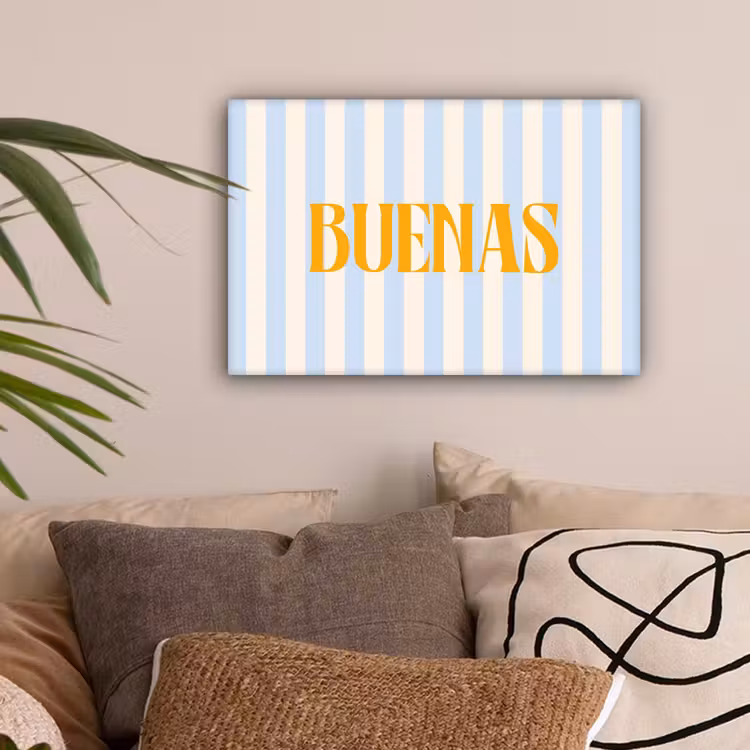 Oranje - Blauw - Strepen - Buenas canvas 2cm klein -sfeer1