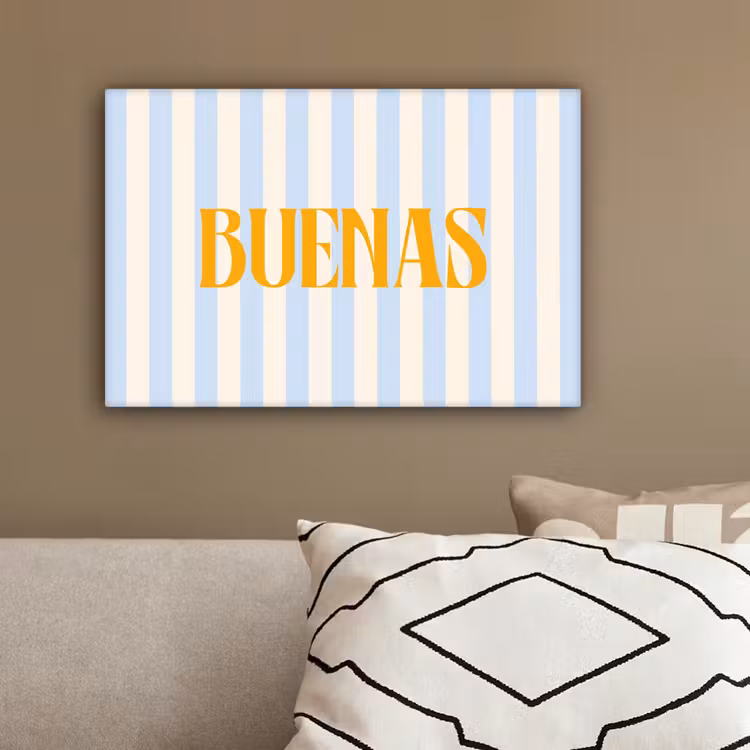 Oranje - Blauw - Strepen - Buenas canvas 2cm klein -sfeer3