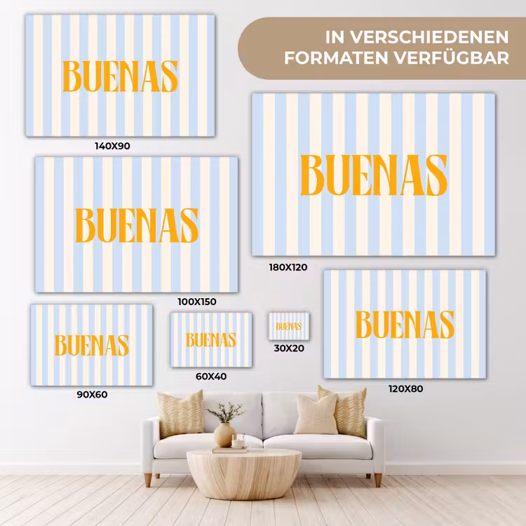 Oranje - Blauw - Strepen - Buenas canvas 2cm klein -Xsfeer8_DE