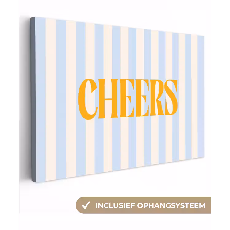 Oranje - Blauw - Strepen - Cheers canvas 2cm klein -3d