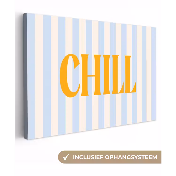 Oranje - Blauw - Strepen - Chill canvas 2cm klein -3d