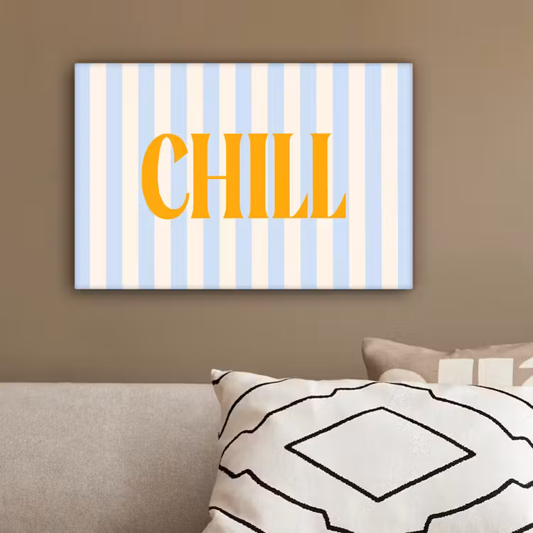 Oranje - Blauw - Strepen - Chill canvas 2cm klein -sfeer3