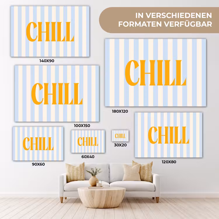 Oranje - Blauw - Strepen - Chill canvas 2cm klein -Xsfeer8_DE