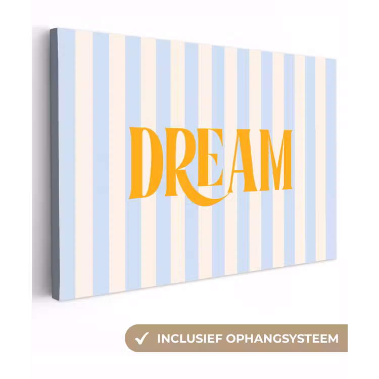 Oranje - Blauw - Strepen - Dream canvas 2cm klein -3d