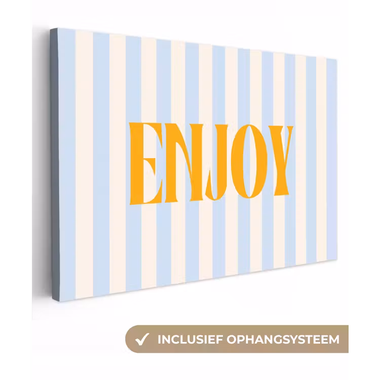 Oranje - Blauw - Strepen - Enjoy canvas 2cm klein -3d