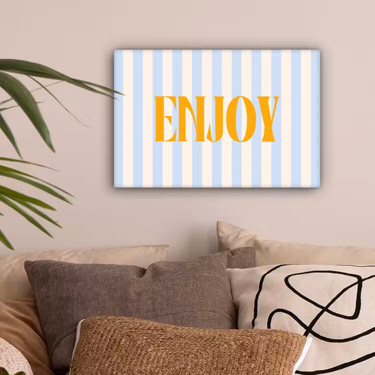 Oranje - Blauw - Strepen - Enjoy canvas 2cm klein -sfeer1
