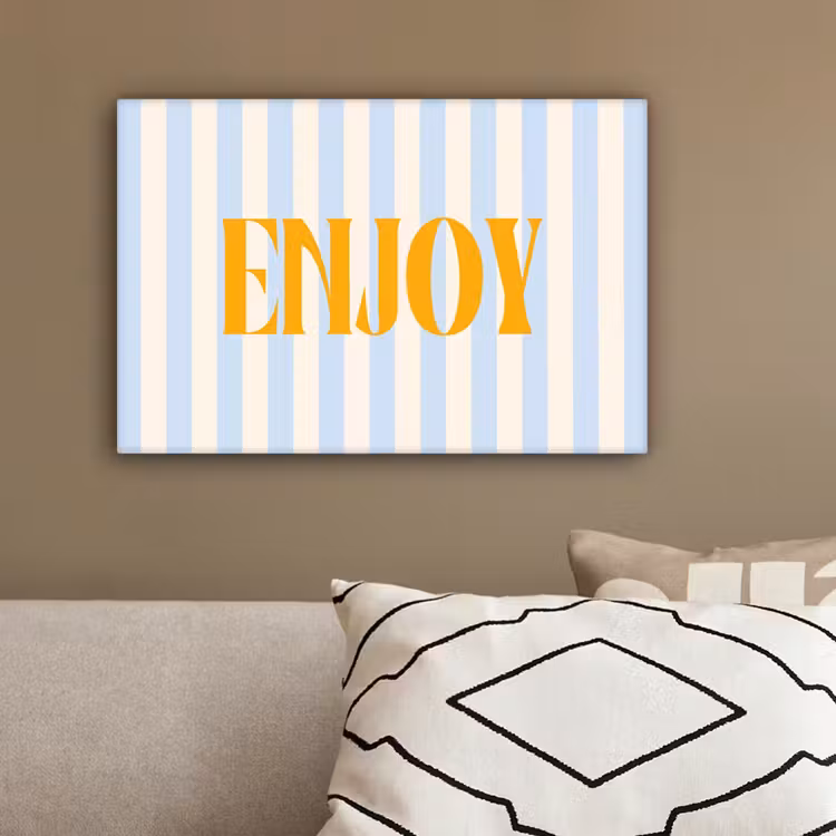 Oranje - Blauw - Strepen - Enjoy canvas 2cm klein -sfeer3