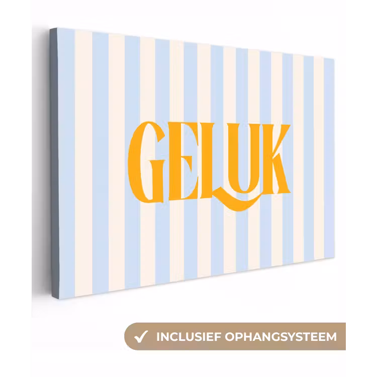 Oranje - Blauw - Strepen - Geluk canvas 2cm klein -3d