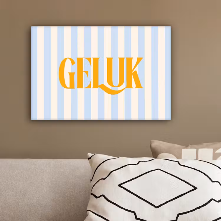 Oranje - Blauw - Strepen - Geluk canvas 2cm klein -sfeer3