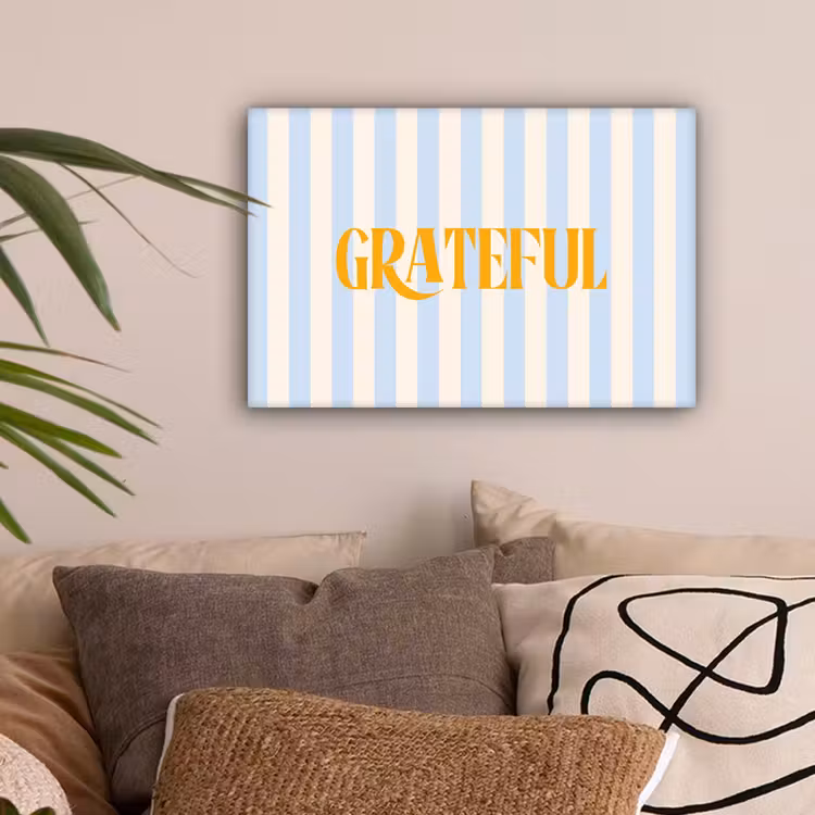 Oranje - Blauw - Strepen - Grateful canvas 2cm klein -sfeer1