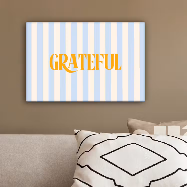 Oranje - Blauw - Strepen - Grateful canvas 2cm klein -sfeer3