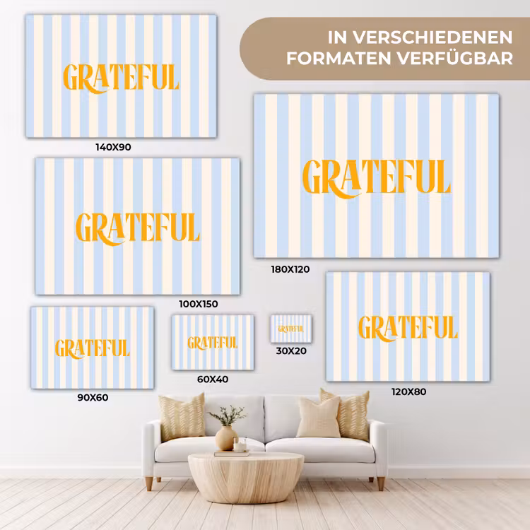 Oranje - Blauw - Strepen - Grateful canvas 2cm klein -Xsfeer8_DE