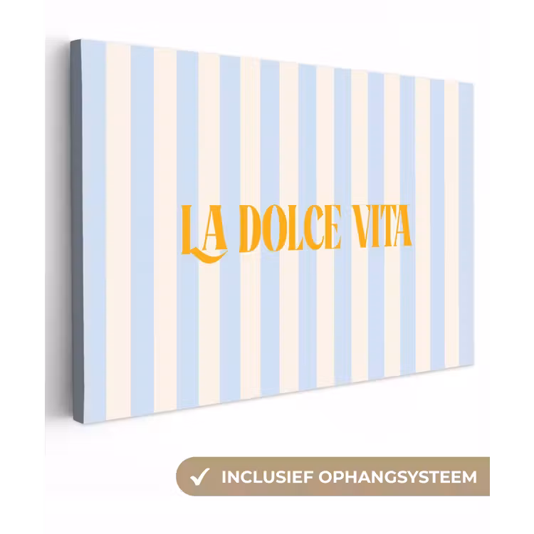 Oranje - Blauw - Strepen - La dolce vita canvas 2cm klein -3d