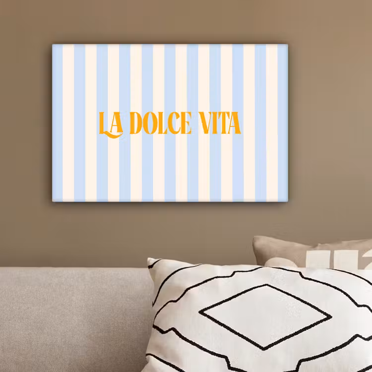 Oranje - Blauw - Strepen - La dolce vita canvas 2cm klein -sfeer3