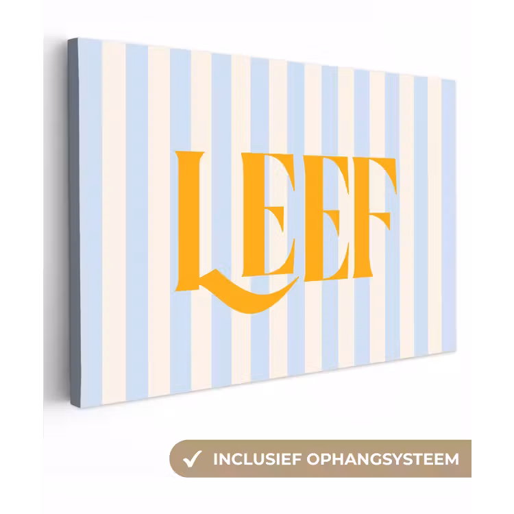 Oranje - Blauw - Strepen - Leef canvas 2cm klein -3d