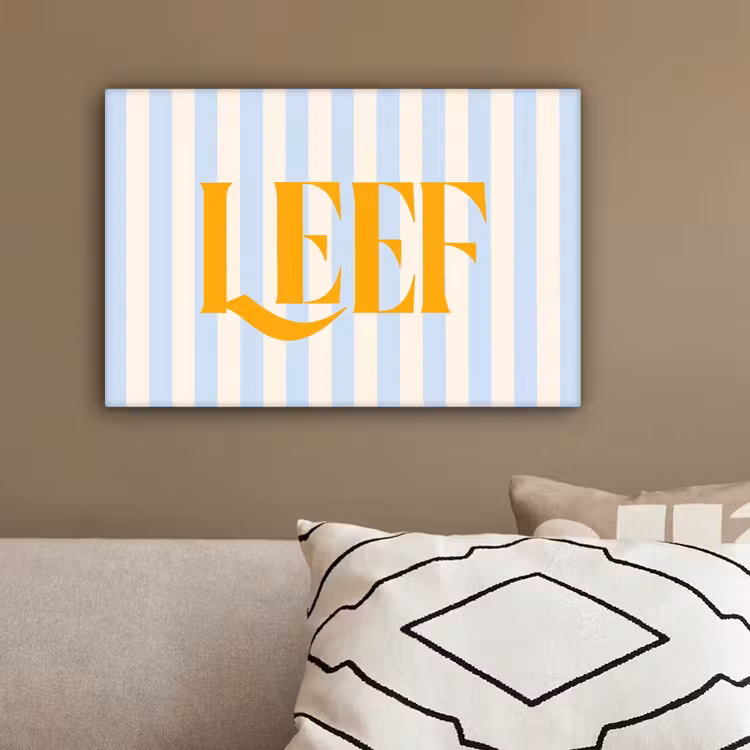 Oranje - Blauw - Strepen - Leef canvas 2cm klein -sfeer3