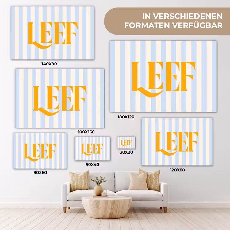 Oranje - Blauw - Strepen - Leef canvas 2cm klein -Xsfeer8_DE
