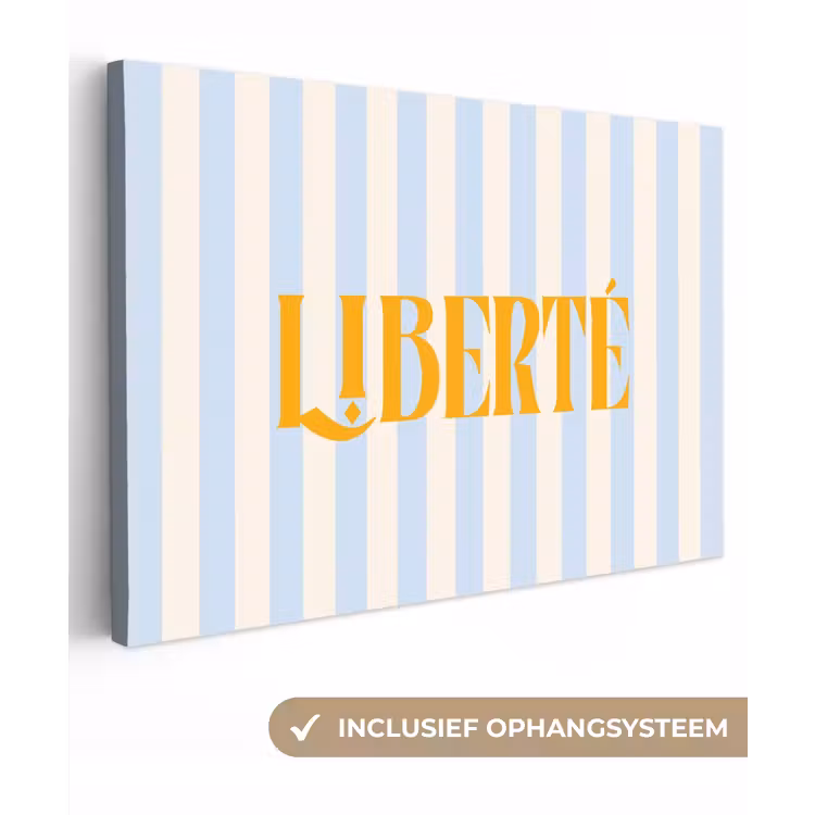 Oranje - Blauw - Strepen - Liberté canvas 2cm klein -3d