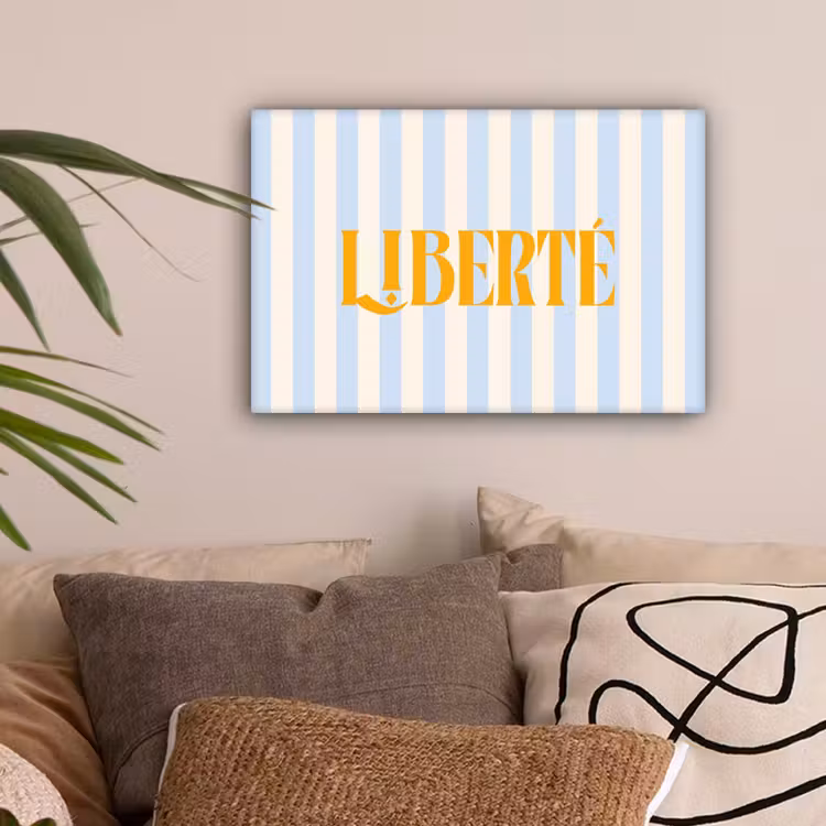 Oranje - Blauw - Strepen - Liberté canvas 2cm klein -sfeer1