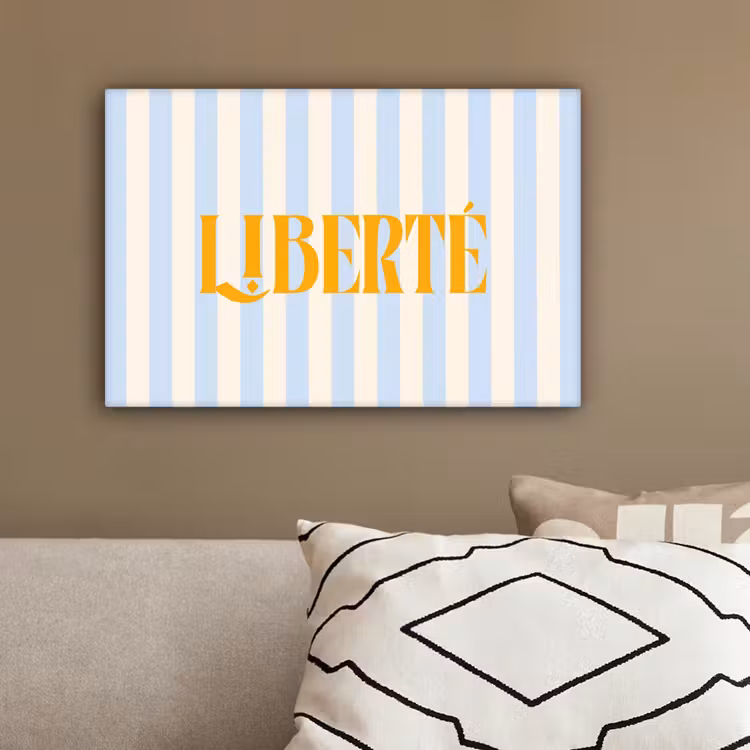 Oranje - Blauw - Strepen - Liberté canvas 2cm klein -sfeer3