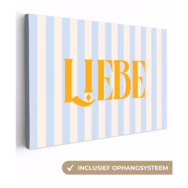 Oranje - Blauw - Strepen - Liebe canvas 2cm klein -3d