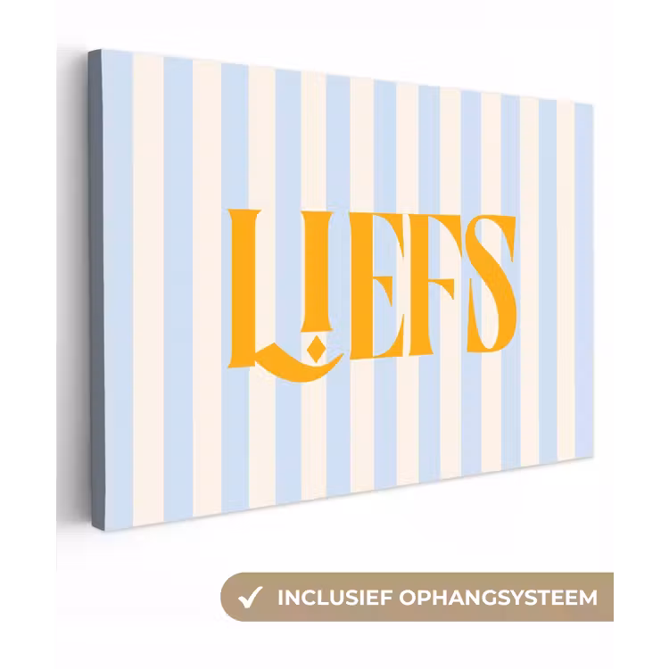 Oranje - Blauw - Strepen - Liefs canvas 2cm klein -3d