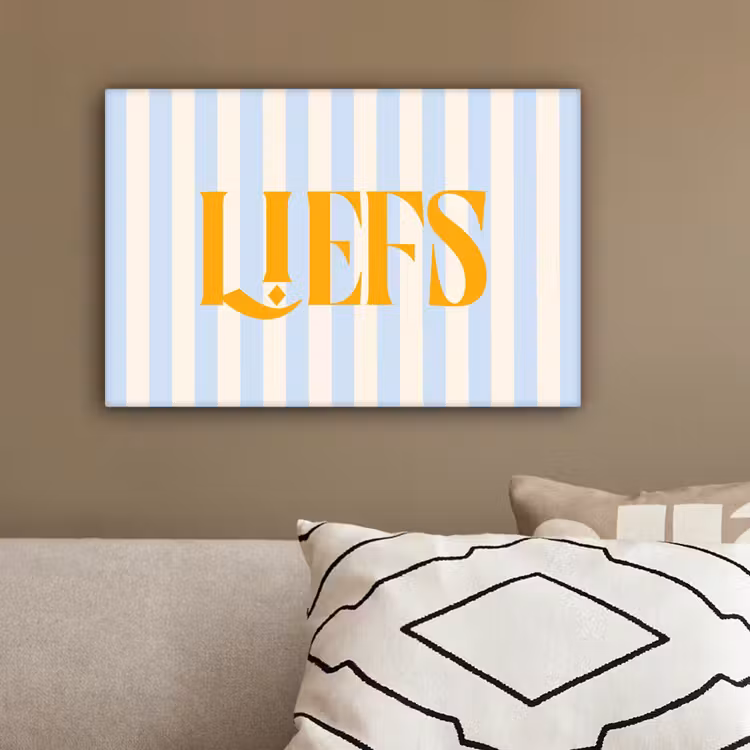 Oranje - Blauw - Strepen - Liefs canvas 2cm klein -sfeer3