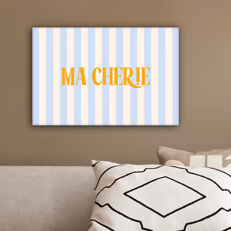Oranje - Blauw - Strepen - Ma cherie canvas 2cm klein -sfeer3