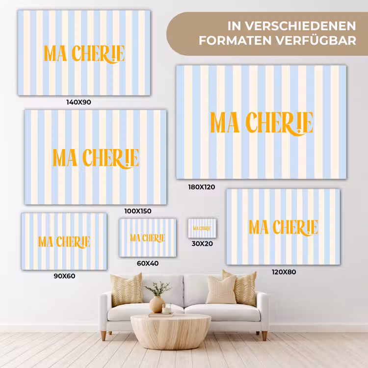Oranje - Blauw - Strepen - Ma cherie canvas 2cm klein -Xsfeer8_DE