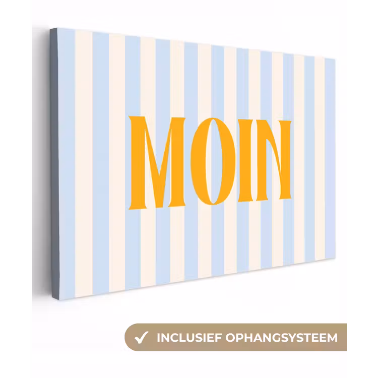 Oranje - Blauw - Strepen - Moin canvas 2cm klein -3d