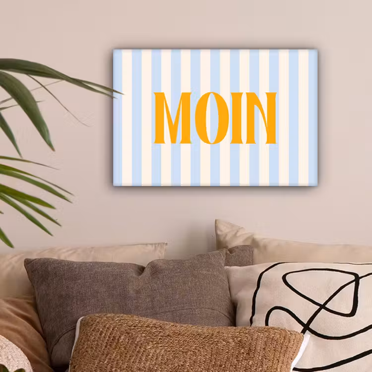 Oranje - Blauw - Strepen - Moin canvas 2cm klein -sfeer1