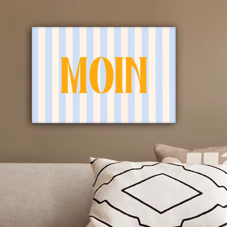 Oranje - Blauw - Strepen - Moin canvas 2cm klein -sfeer3