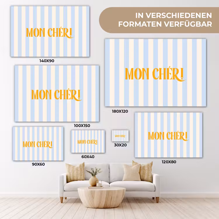 Oranje - Blauw - Strepen - Mon chéri canvas 2cm klein -Xsfeer8_DE