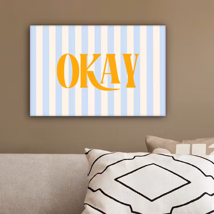 Oranje - Blauw - Strepen - Okay canvas 2cm klein -sfeer3