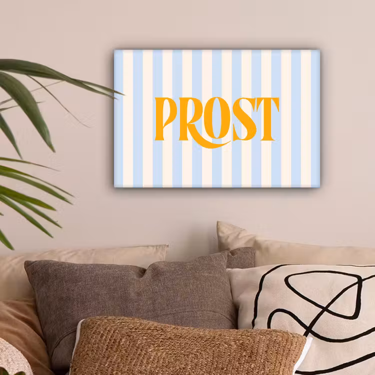 Oranje - Blauw - Strepen - Prost canvas 2cm klein -sfeer1