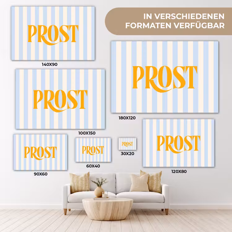 Oranje - Blauw - Strepen - Prost canvas 2cm klein -Xsfeer8_DE