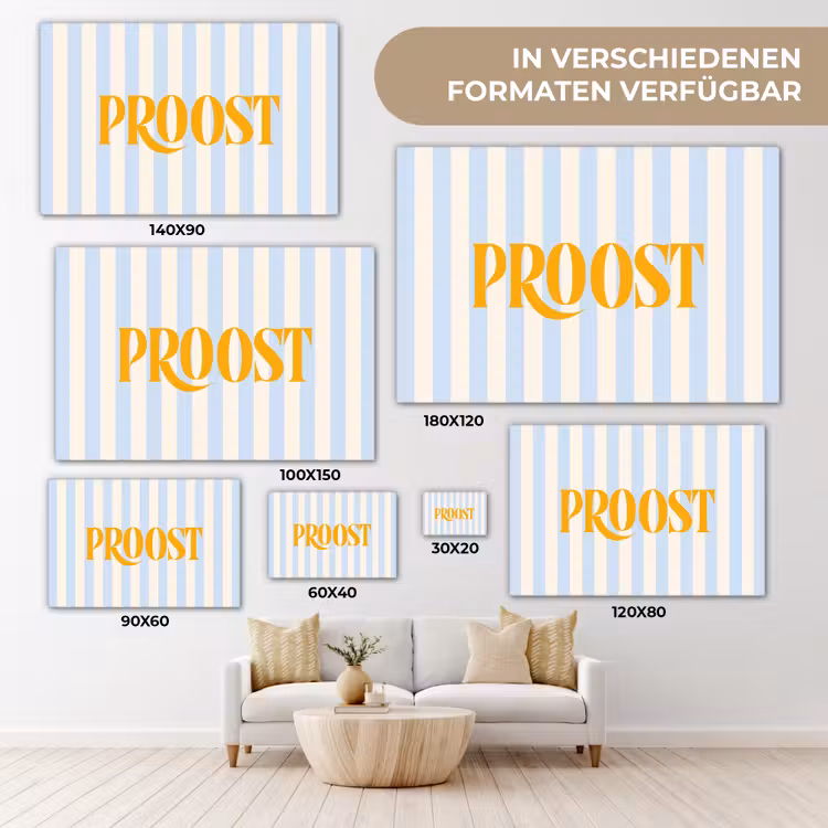 Oranje - Blauw - Strepen - Proost canvas 2cm klein -Xsfeer8_DE