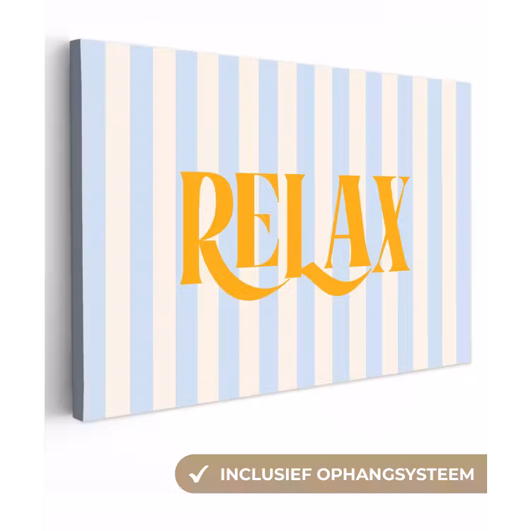 Oranje - Blauw - Strepen - Relax canvas 2cm klein -3d